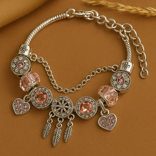 Charming Dreamcatcher Bracelet Set With Beads & Heart Charms - Perfect Gift For Mom, Daughter, Sister, Or Girlfriend On Valentine'S Day, Birthdays, Christmas,