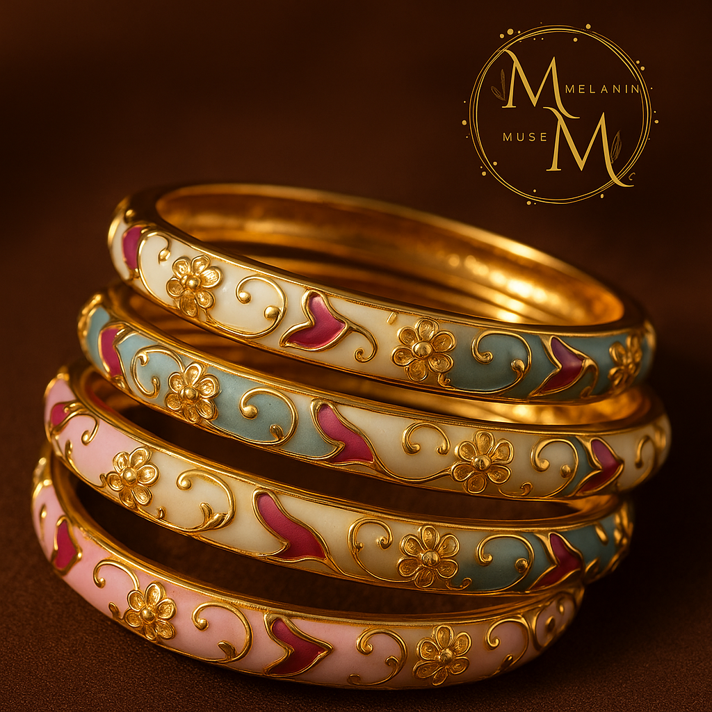1pc Retro Enamel Single-layer Bracelet, Exquisite Patterns With Rhinestone Embellishment, Suitable For Daily And Party Occasions, Accessories For All Seasons
