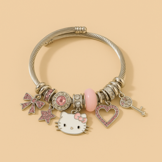 Cartoon Kitty Bracelets, Creative Cartoon Bangles for Girls, Sweet Gifts for Girls