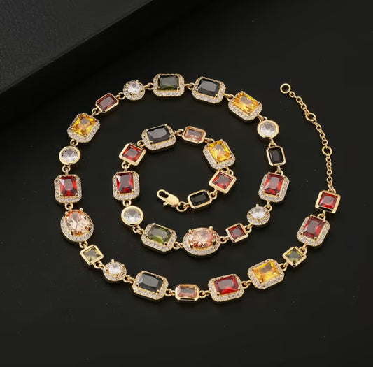 1pc 10mm Vintage Colorful Multi-Shape Irregular Arrangement Necklace Golden Fashion Trend Versatile Daily Party Travel Banquet Wear Jewelry Gift For Men And Women