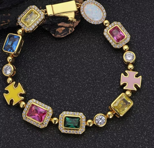 1pc 10mm Vintage Colorful Multi-Shape Irregular Arrangement Necklace Golden Fashion Trend Versatile Daily Party Travel Banquet Wear Jewelry Gift For Men And Women